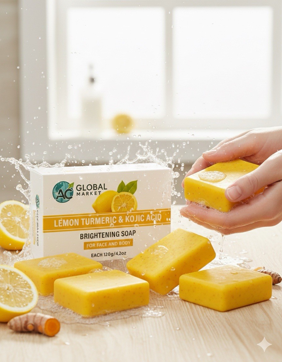 Lemon Turmeric Kojic Acid Soap 6 Bars Brightening Dark Spot Remover Face Body