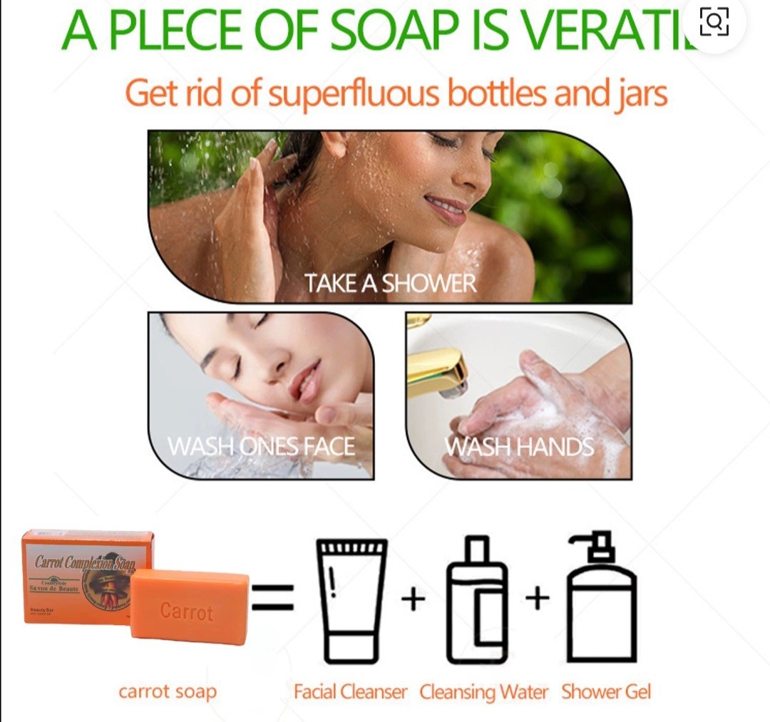 3 PCS Carrot Soap Natural Brightening Exfoliating Facial Cleansing Soap 100g