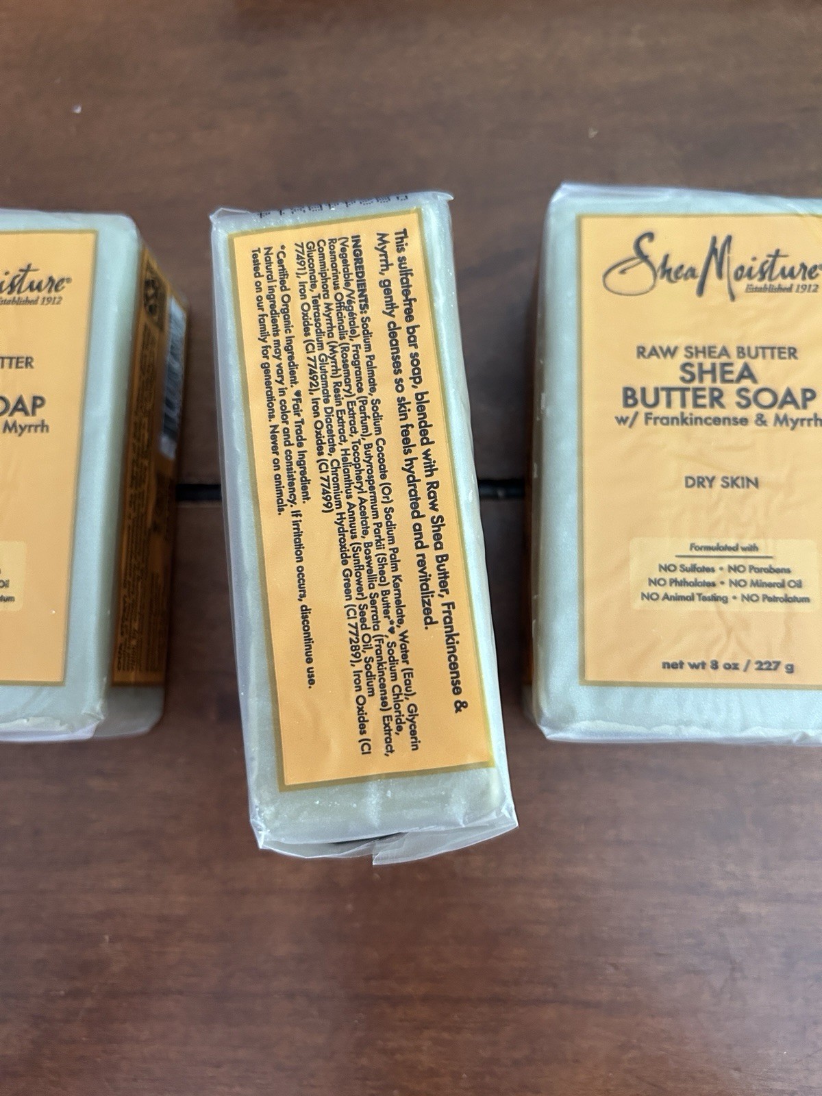 3 Bar Shea Moisture Raw Shea Butter SHEA BUTTER SOAP w/ Frankincense & Myrrh 8oz