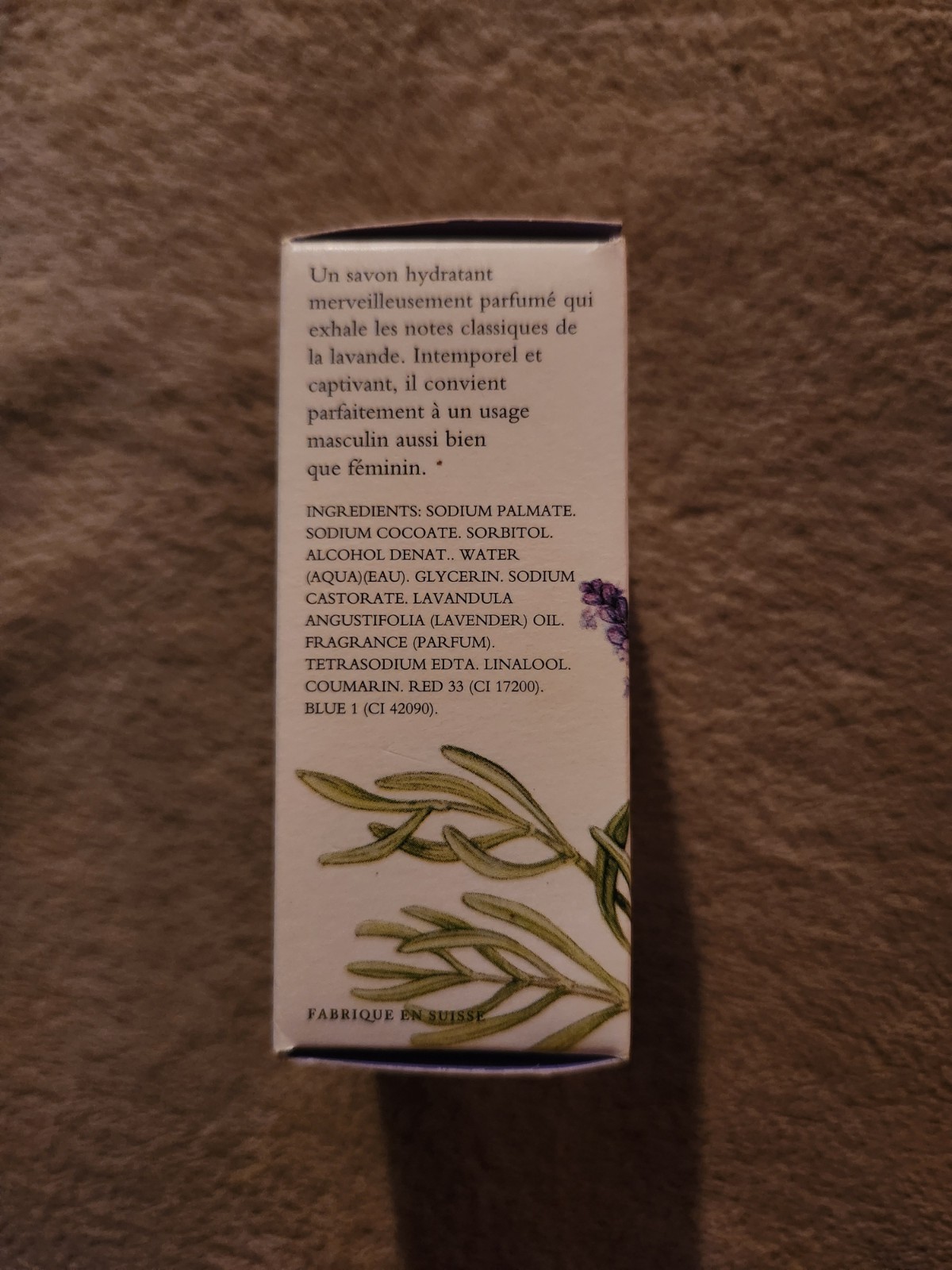 Crabtree & Evelyn Lavender Glycerine Soap Bar Moisturizing 3.5 oz Switzerland