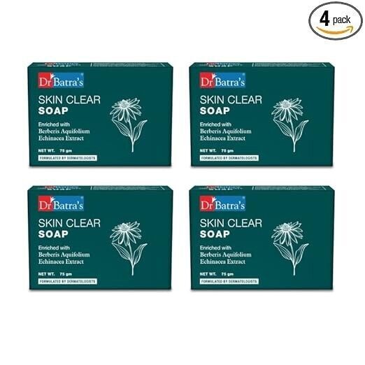 Dr Batra Skin Clear Soap, Enriched with Berberis aquifolium,Echinacea 75g x 4