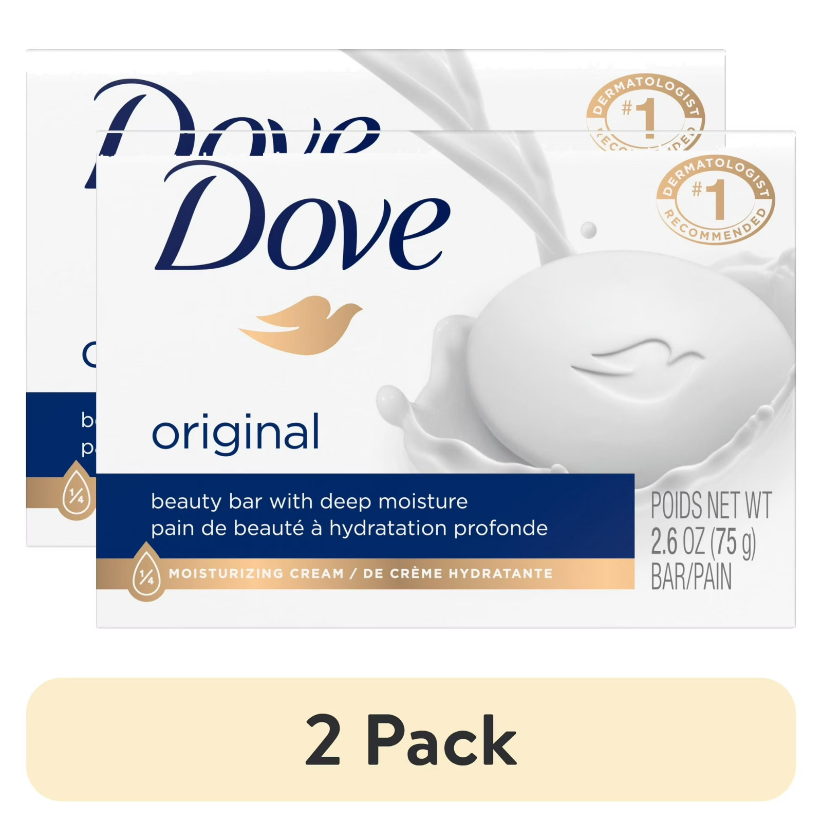 Dove Beauty Bar Soap 1/4 Moisturizing Cream 2.6 oz 2 Pck – FREE SHIPPING