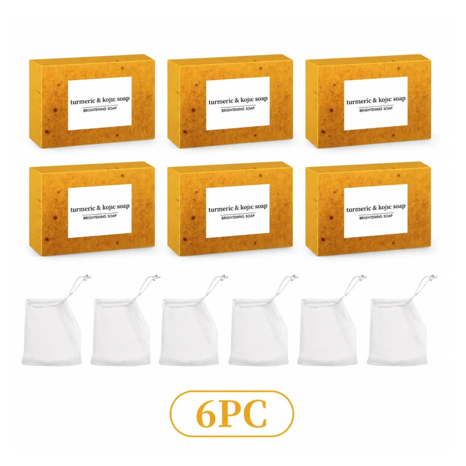 Turmeric Acid Soap Lemon Brightening Soap Bar Handmade Cleansing Mesh Net