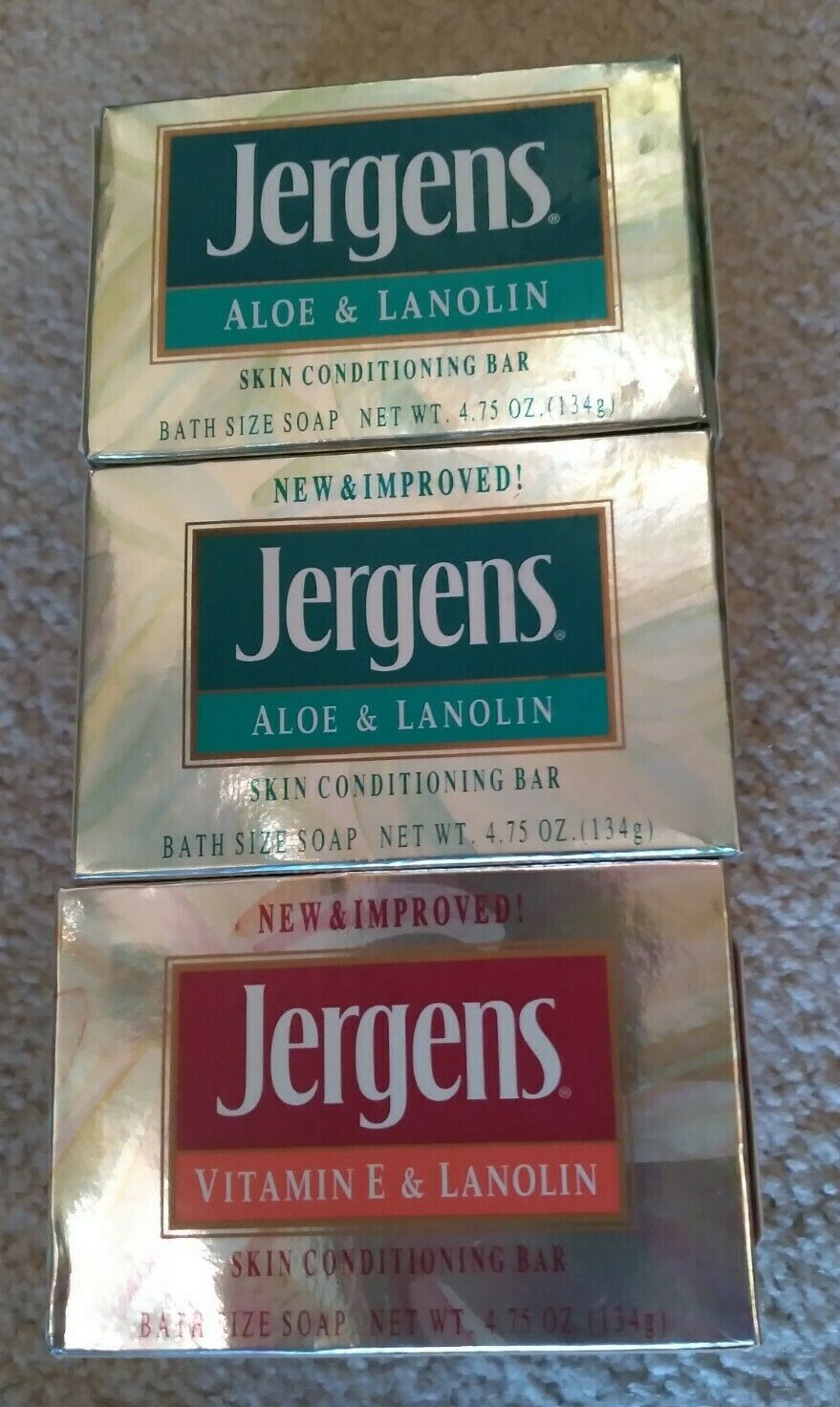 Lot 6 Vitamin E & Lanolin Aloe Skin Conditioning Soap Bars Jergens Bath 4.75 oz