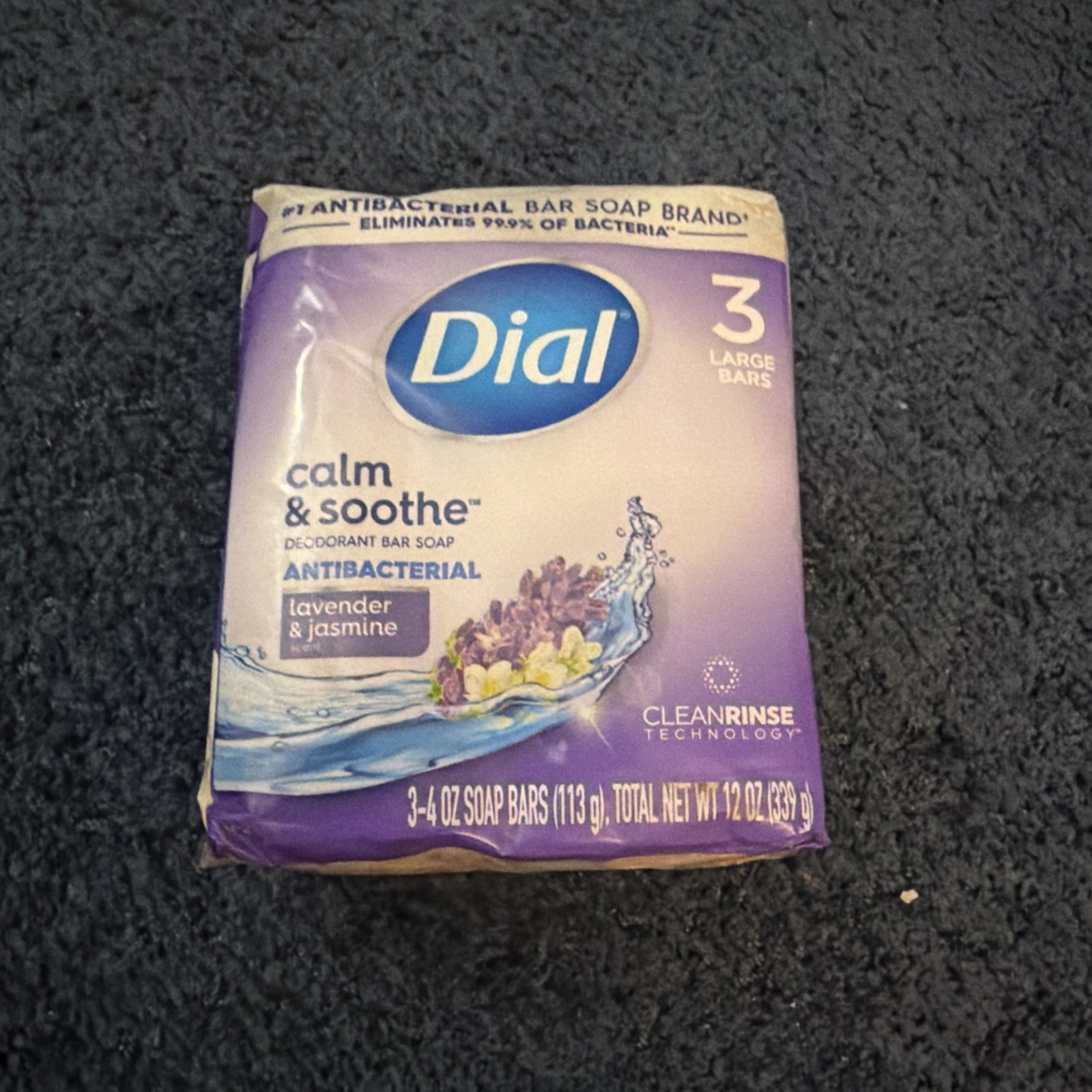 Dial Calm & Smooth Lavender & Jasmine Antibacterial 4oz Bar Soap 3pk Free Ship