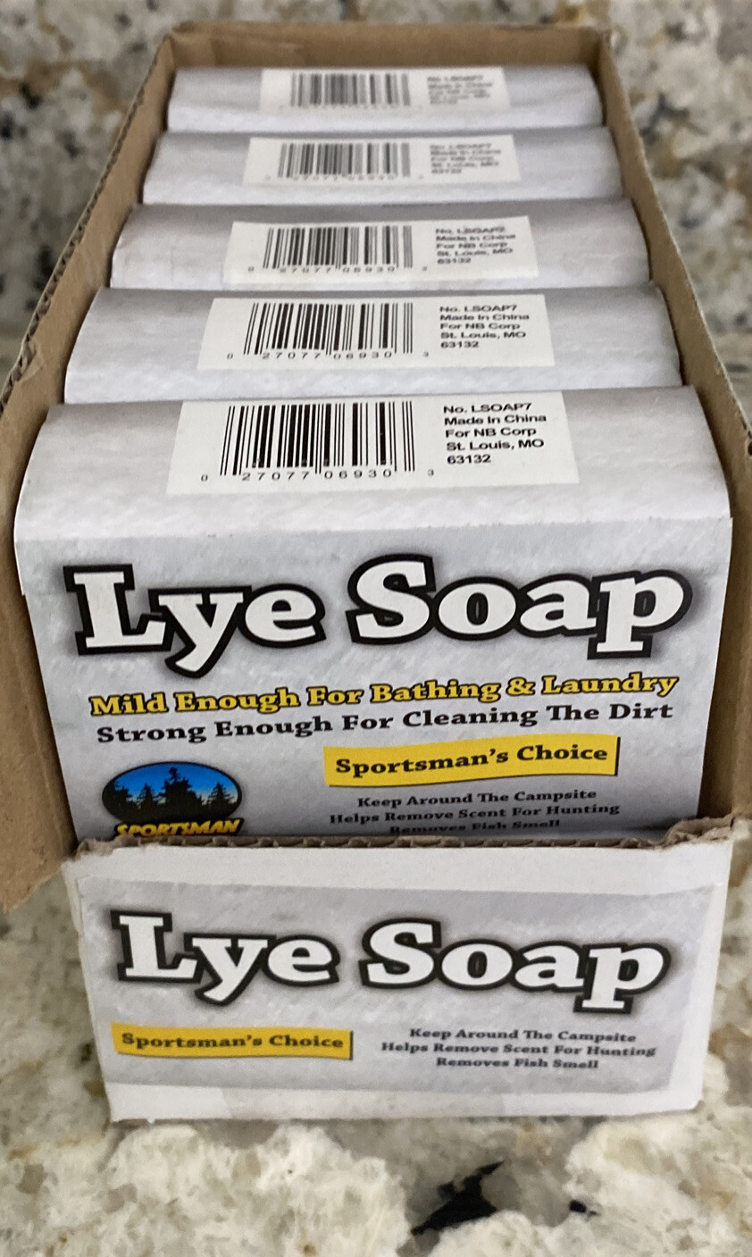 SPORTSMAN Lye Soap Pure & Natural 6oz Bar Box (10 Bars) Unscented W/Display Box