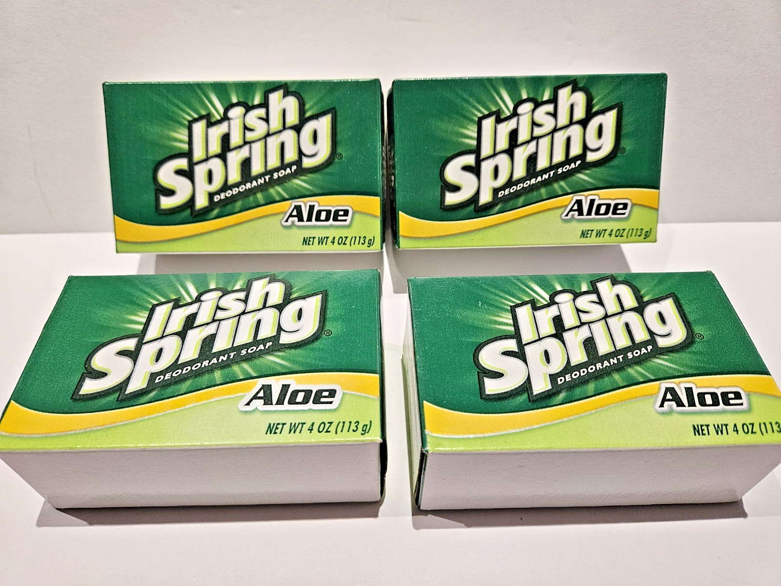 Irish Spring Aloe Deodorant Soap Bath Size Set of 4 New Sealed 4.oz. each bar
