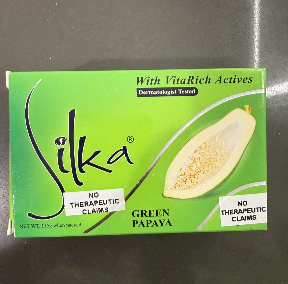 Silka Whitening Herbal Green Papaya Soap with VitaRich Actives 135g (Lot of 4)