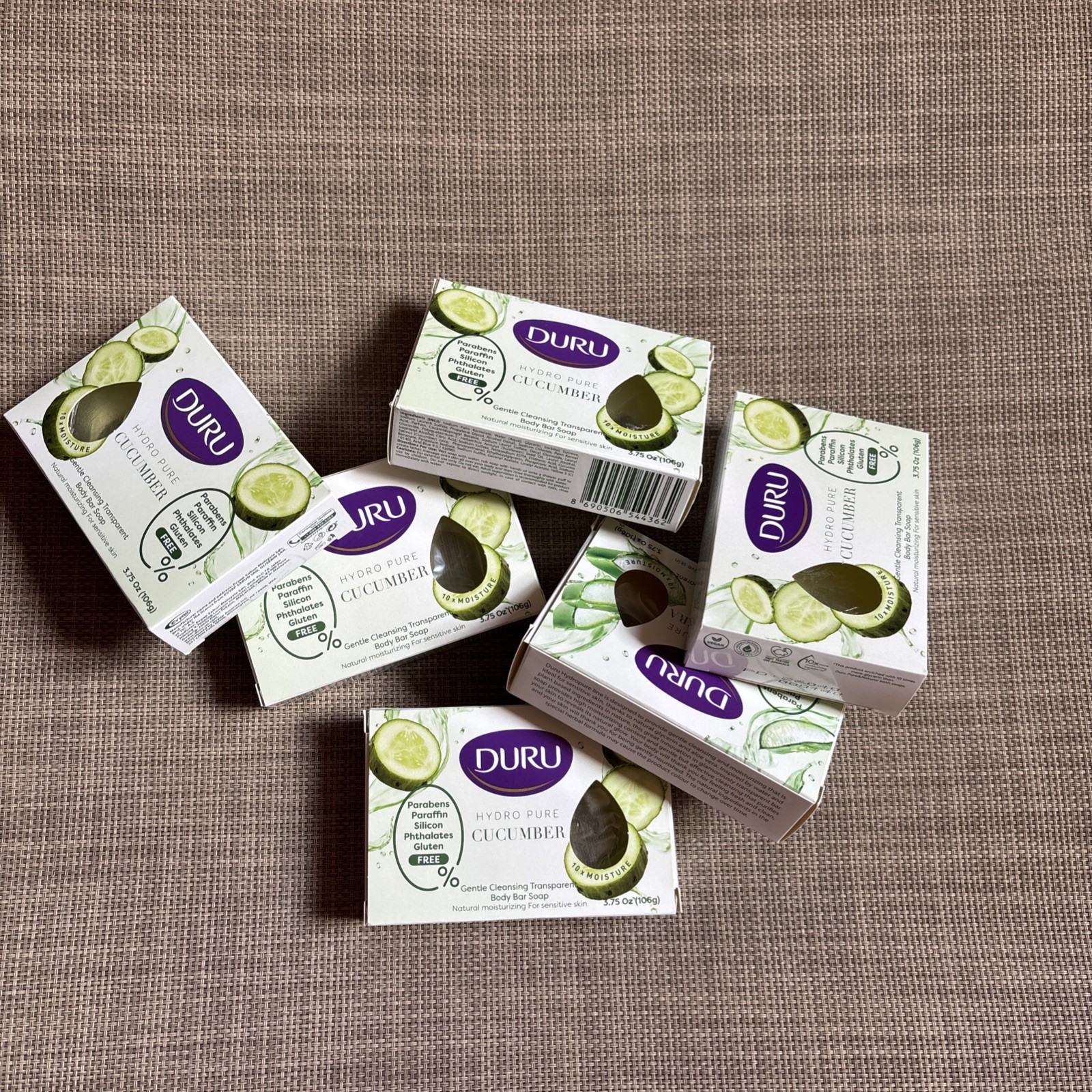 6x DURO HYDRO-PURE CUCUMBER transparent clear NO SILICONE Natural Vegan BAR SOAP