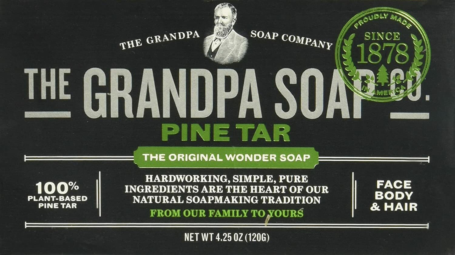 The Grandpa Soap Co. – Face & Body Bar Soap Pine Tar – Large Bar 4.25 oz