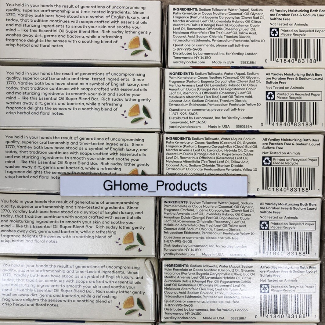 Yardley London Moisturizing Bath Bar Essential Oil Super Blend 4oz. Pack of 12