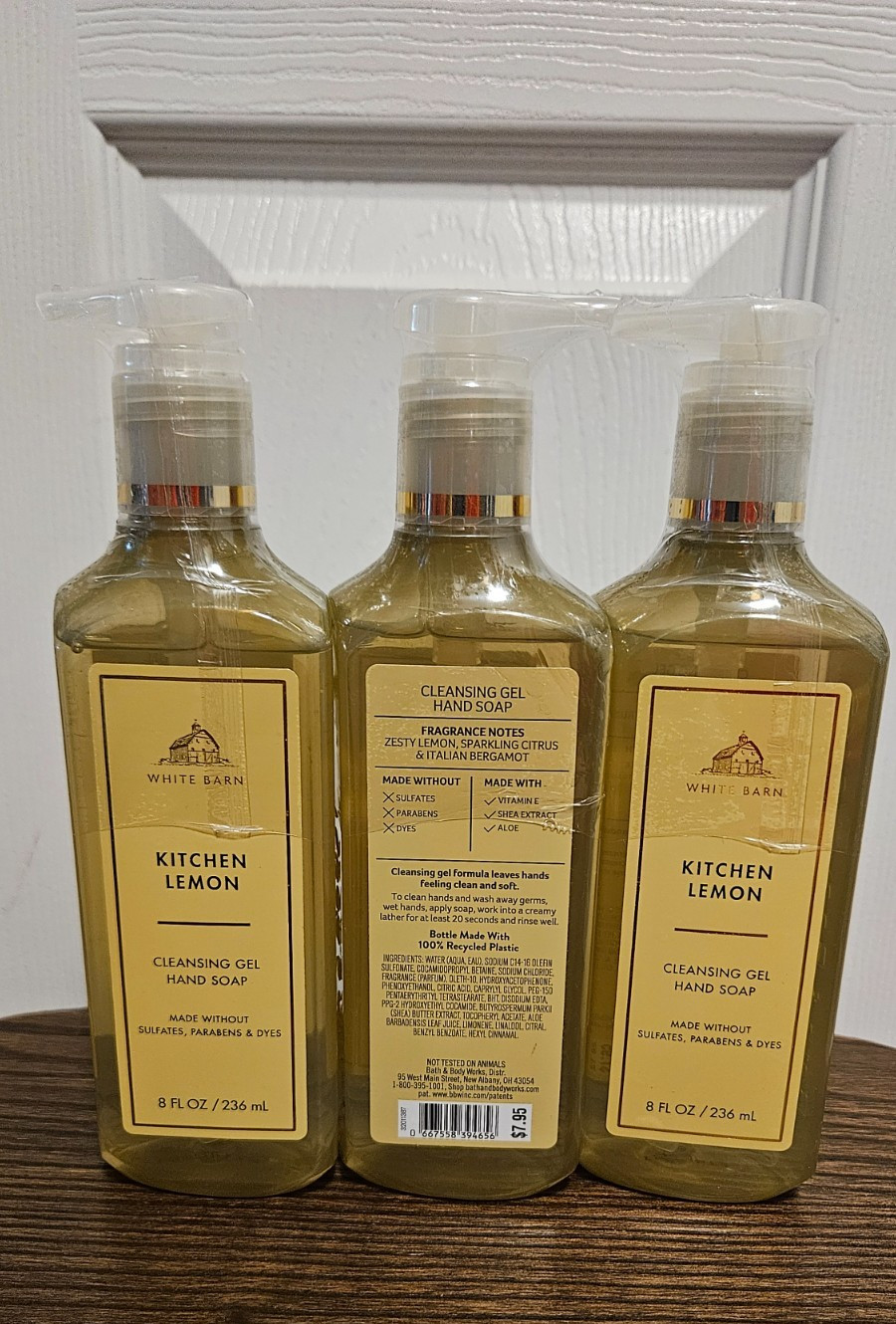 3-Pack Bath & Body Works KITCHEN LEMON Cleansing Gentle Gel Hand Soap 8 fl.oz Ne