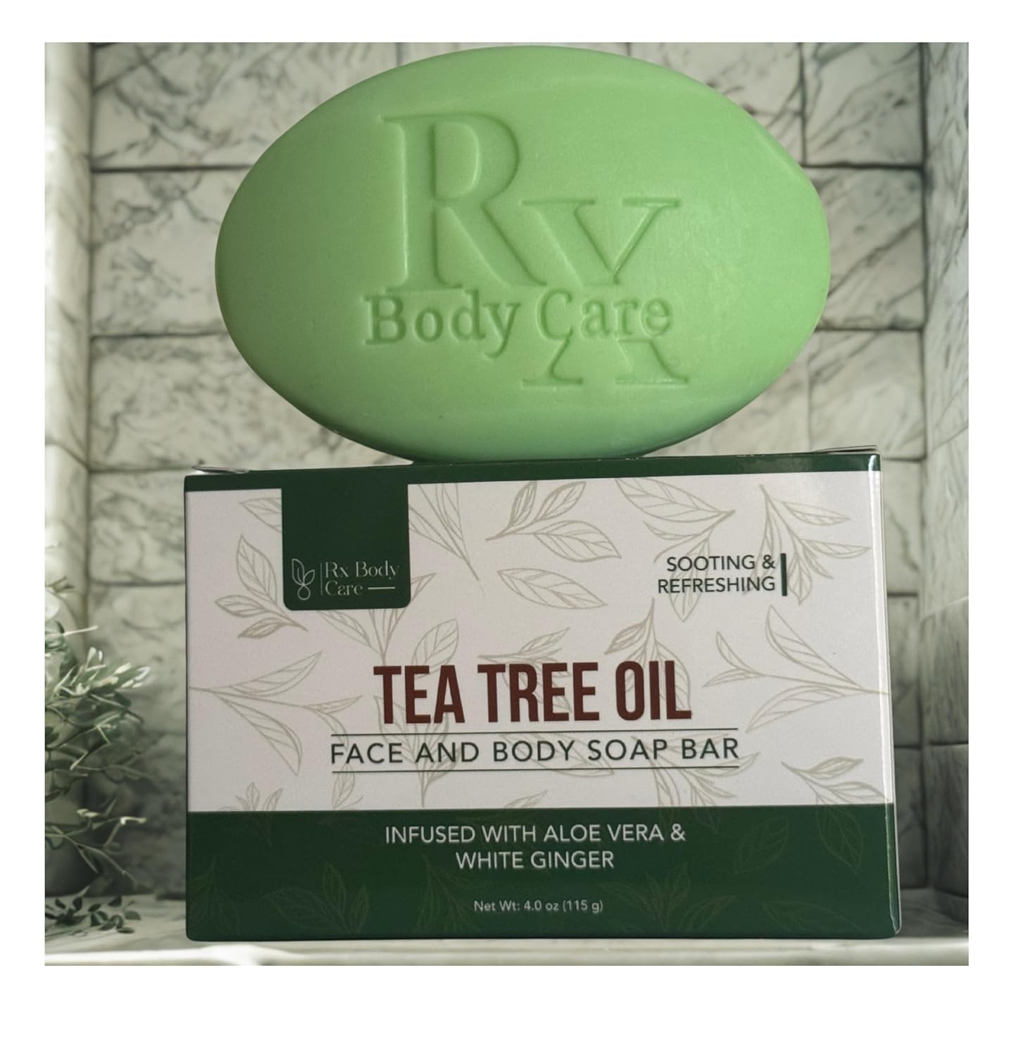 Tea Tree Oil Soap Bar For Face & Body 4.0 oz – Antifungal Antiseptic Cleanser Ag