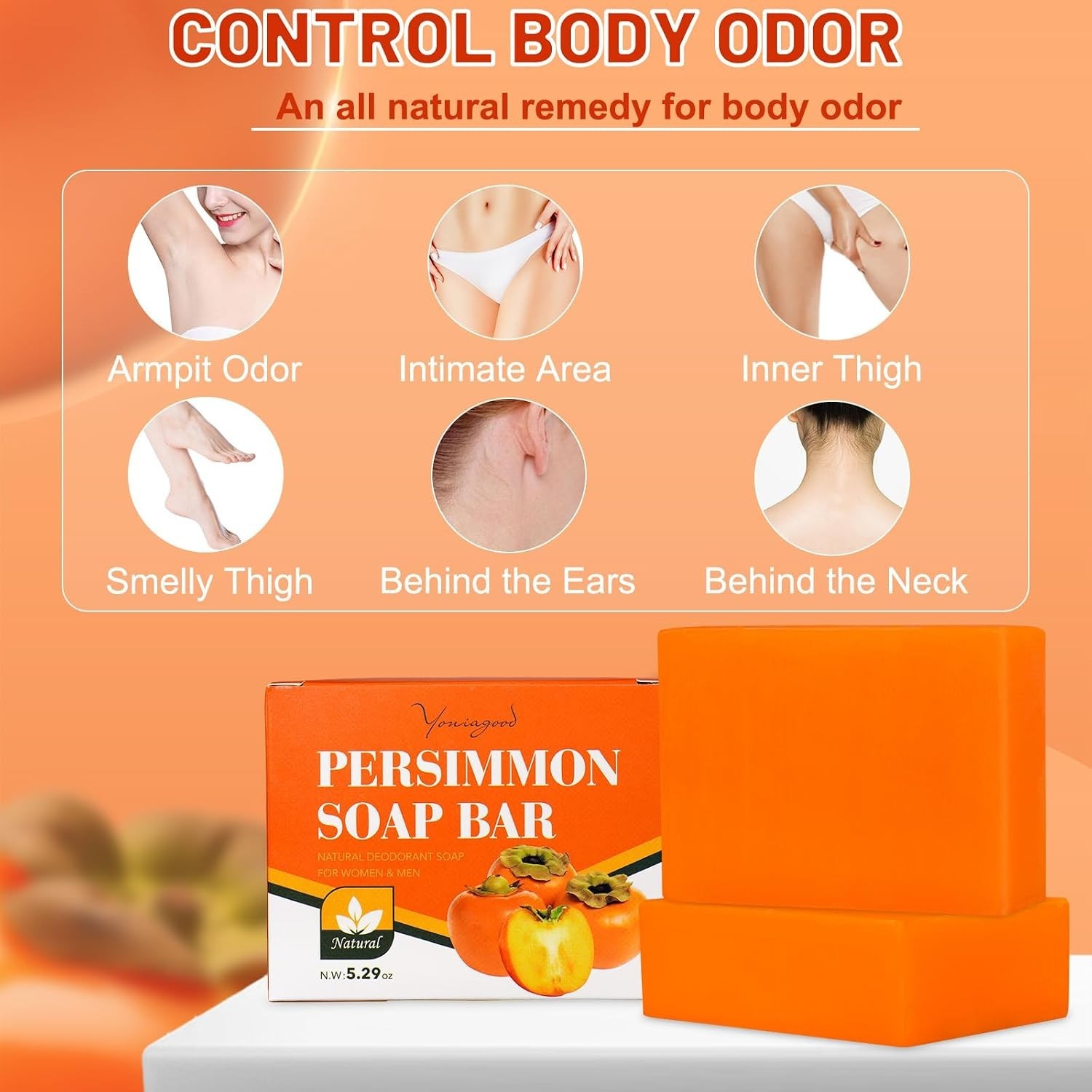Luxury 2 PCS Persimmon Deodorizing Soap Bar for Daily Use – Skin Friendly