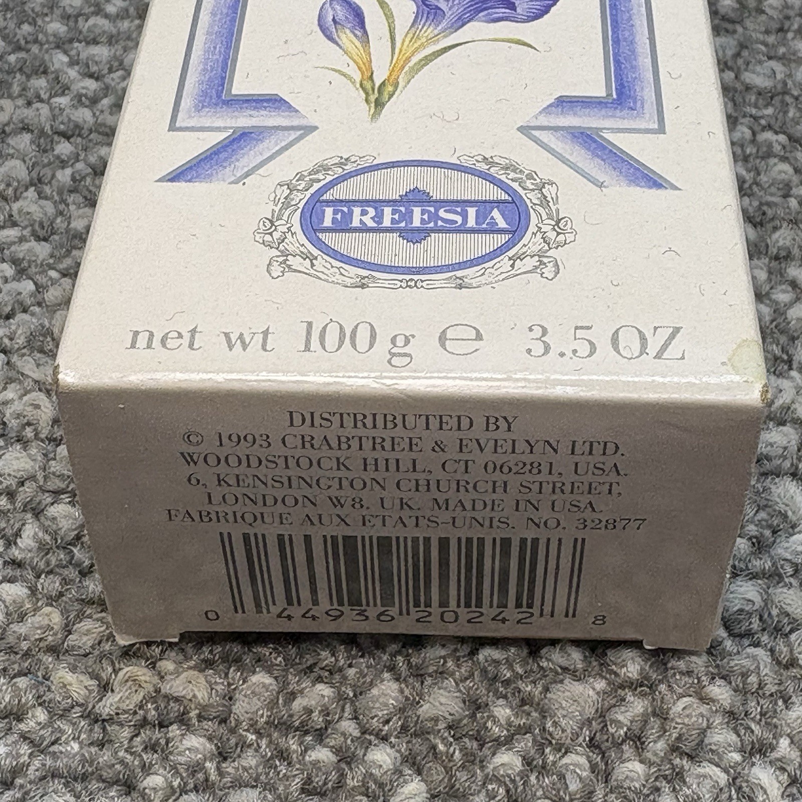 Crabtree Evelyn Soap New Freesia 3.5 Oz Savon Perfum 1993 Discontinued