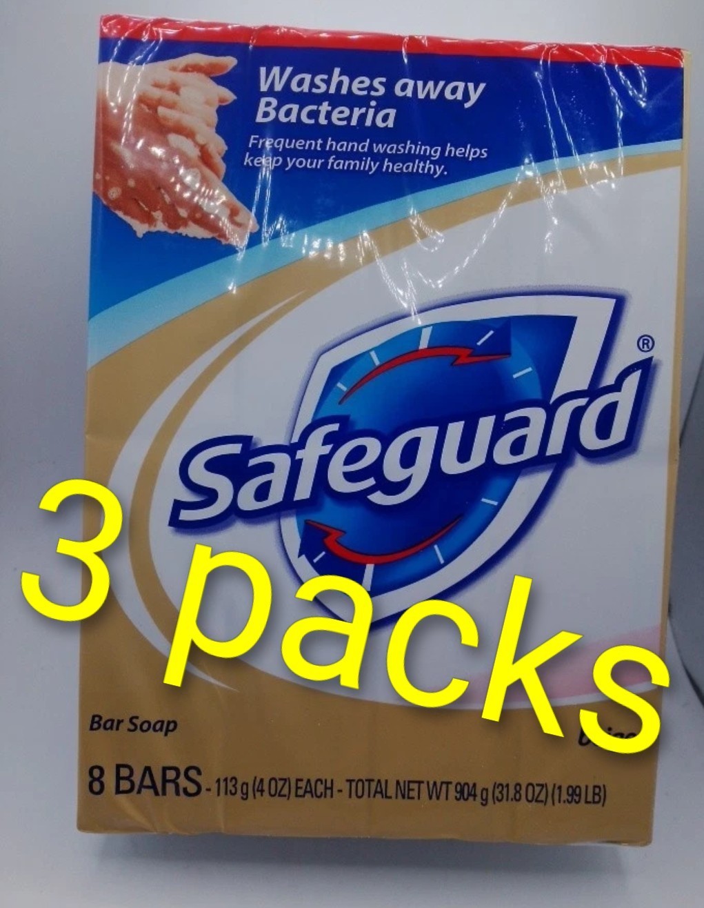Lot: 3x 8packs Safe-Guard Antibacterial Soap, 4oz Bar beige color Anti-bacterial