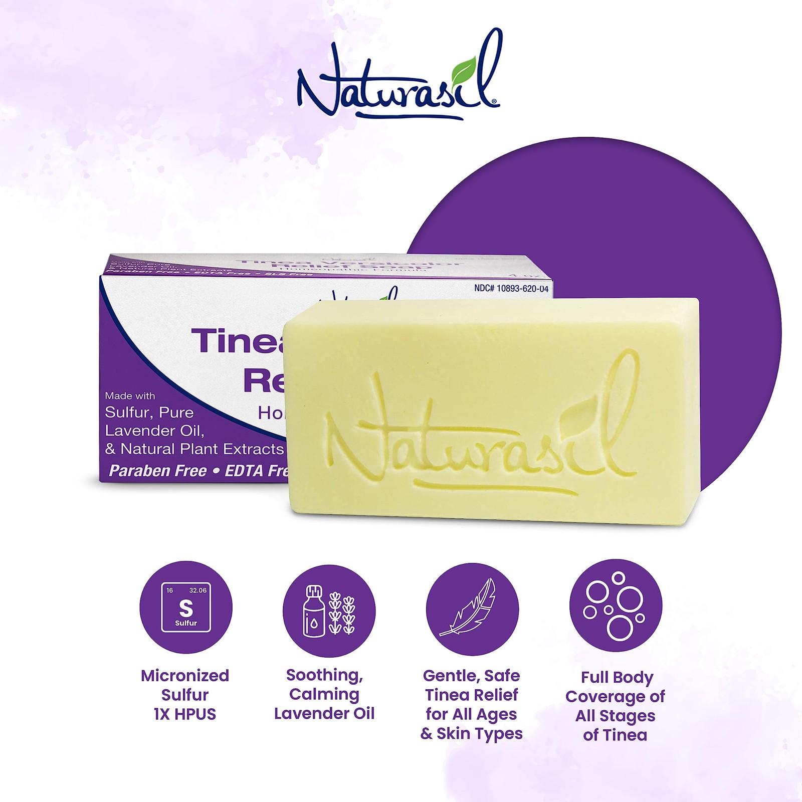 Naturasil Tinea Versicolor Soap Natural Skin Care for Itching Irritation 4oz