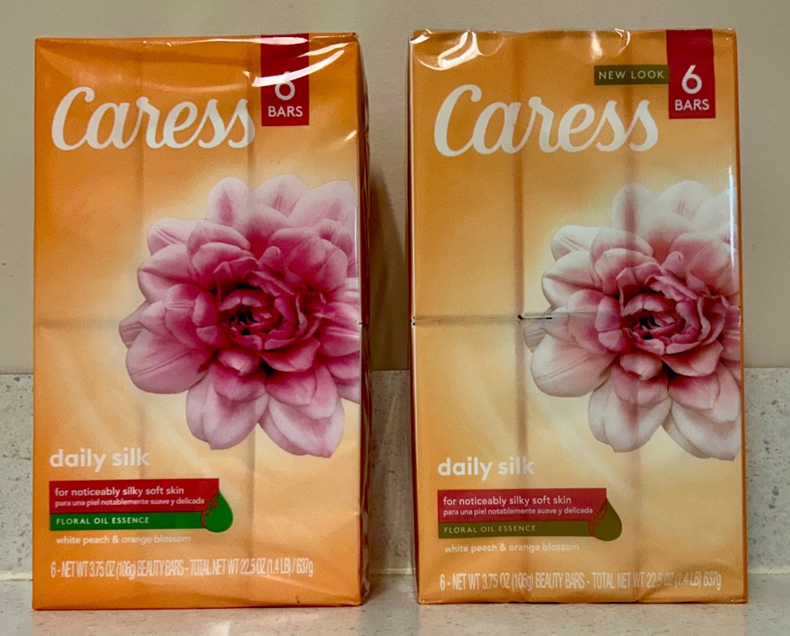 Caress Daily Silk White Peach Orange Blossom Beauty Bar Soap Fresh Smell 6×2