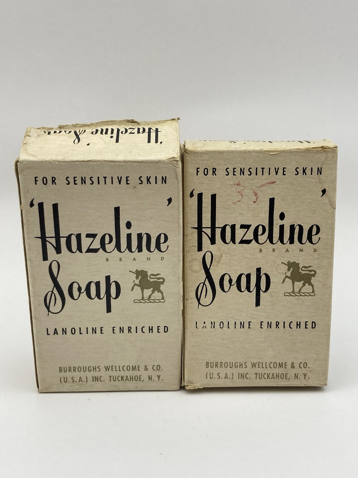 LOT of 2 – Vintage/Antique Hazeline Lanoline Soap Burroughs Wellcome & Co. NOS