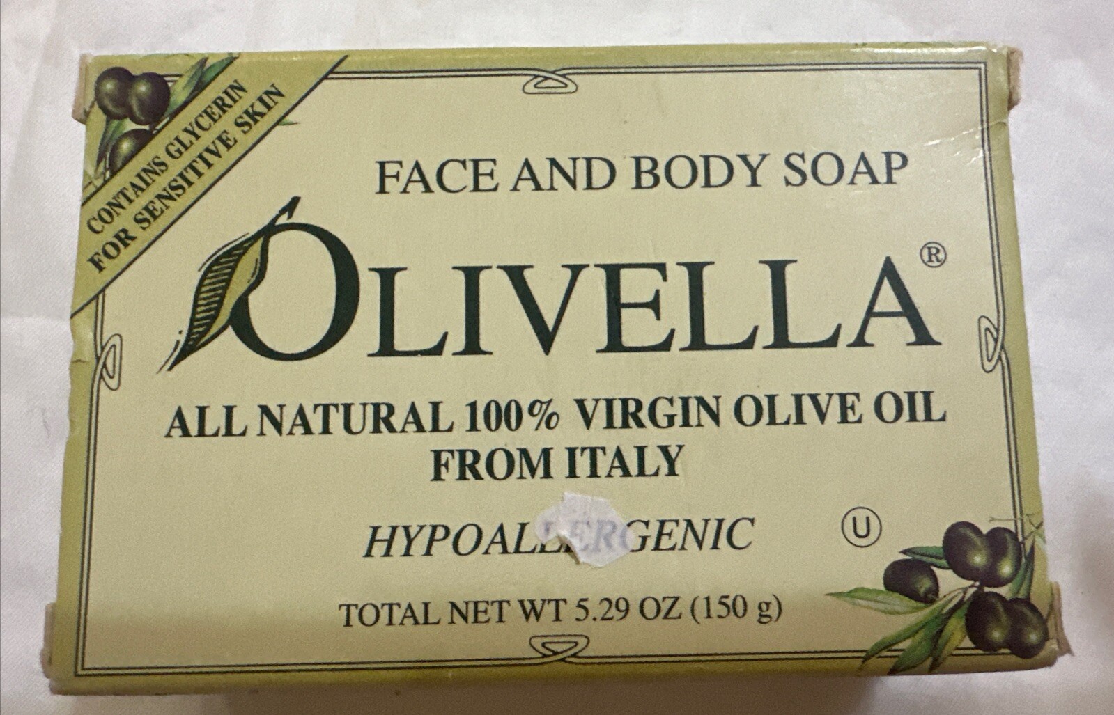 Olivella Face & Body Soap 5.29oz 100% Extra Virgin Olive Oil From Italy