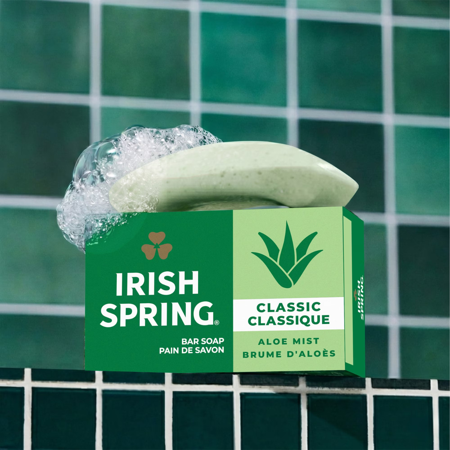 (8 Pack) Irish Spring Aloe Mist Deodorant Bar Soap for Men 12H Fresh, 3.7 oz Bar