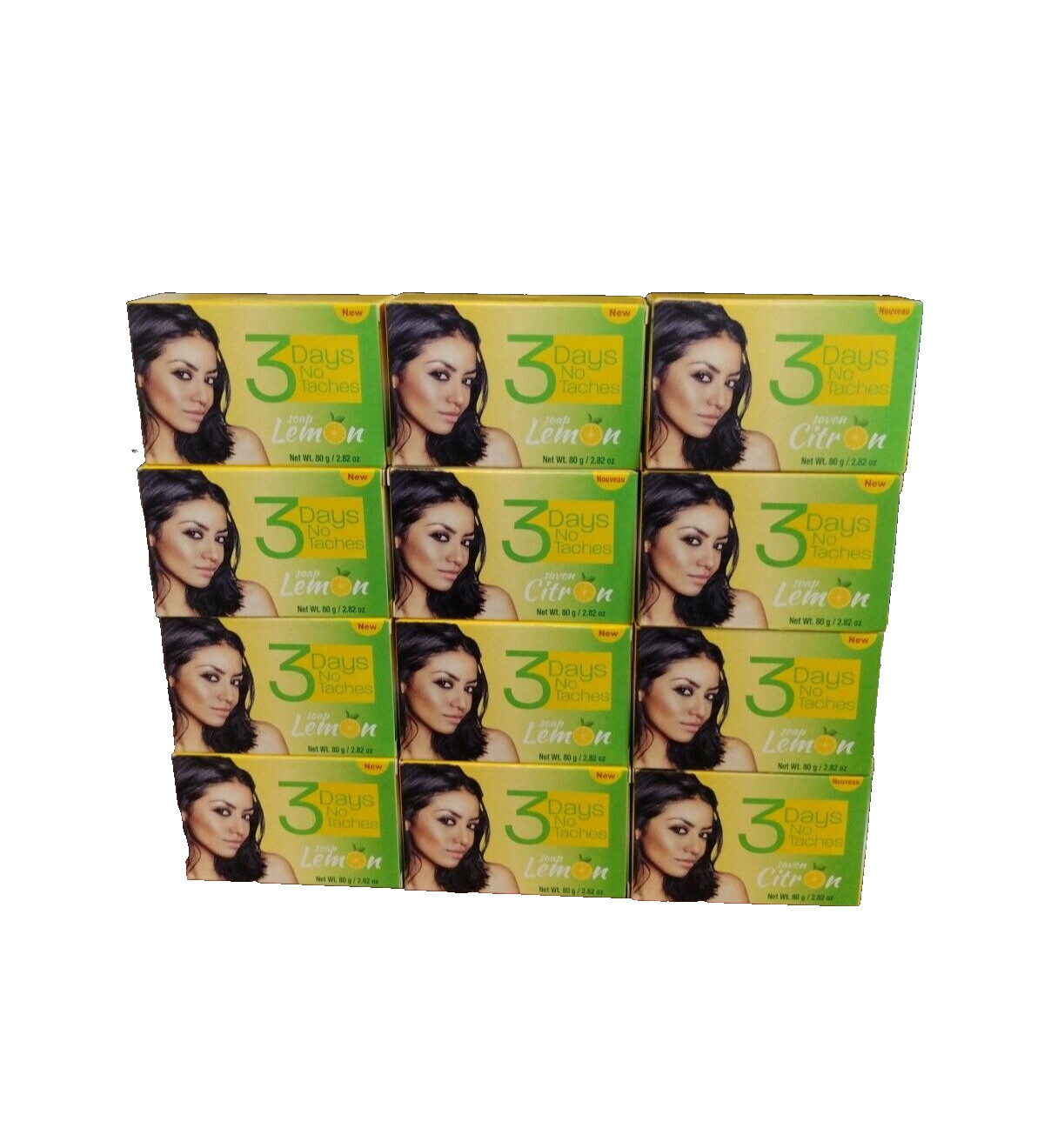 3 Days No Taches Bar Soap Lemon 80g / 2.82 oz Pack of 12