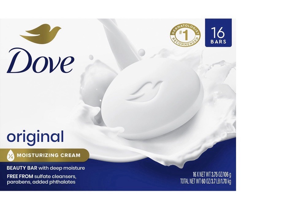 Dove Original Beauty Bar Soap 16 Bars Moisturizing Cream Body Face Hands 3.75 oz