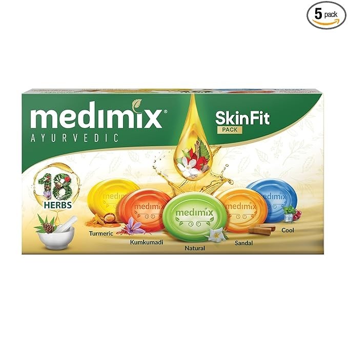 Medimix Ayurvedic SkinFit Soap Pack 625g | 5 Herbal Bathing Bars | Paraben Free