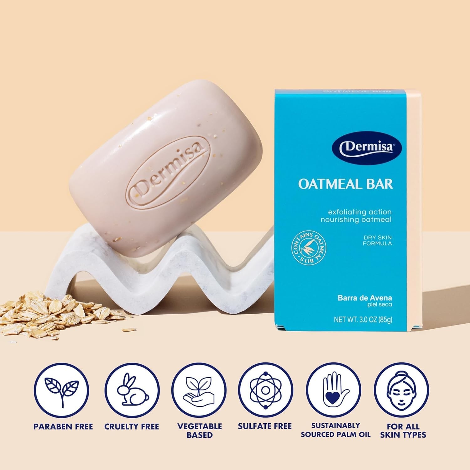 Oatmeal Exfoliating Soap Bar with Aloe Vera – Nourishing 3 oz for All Skin Types