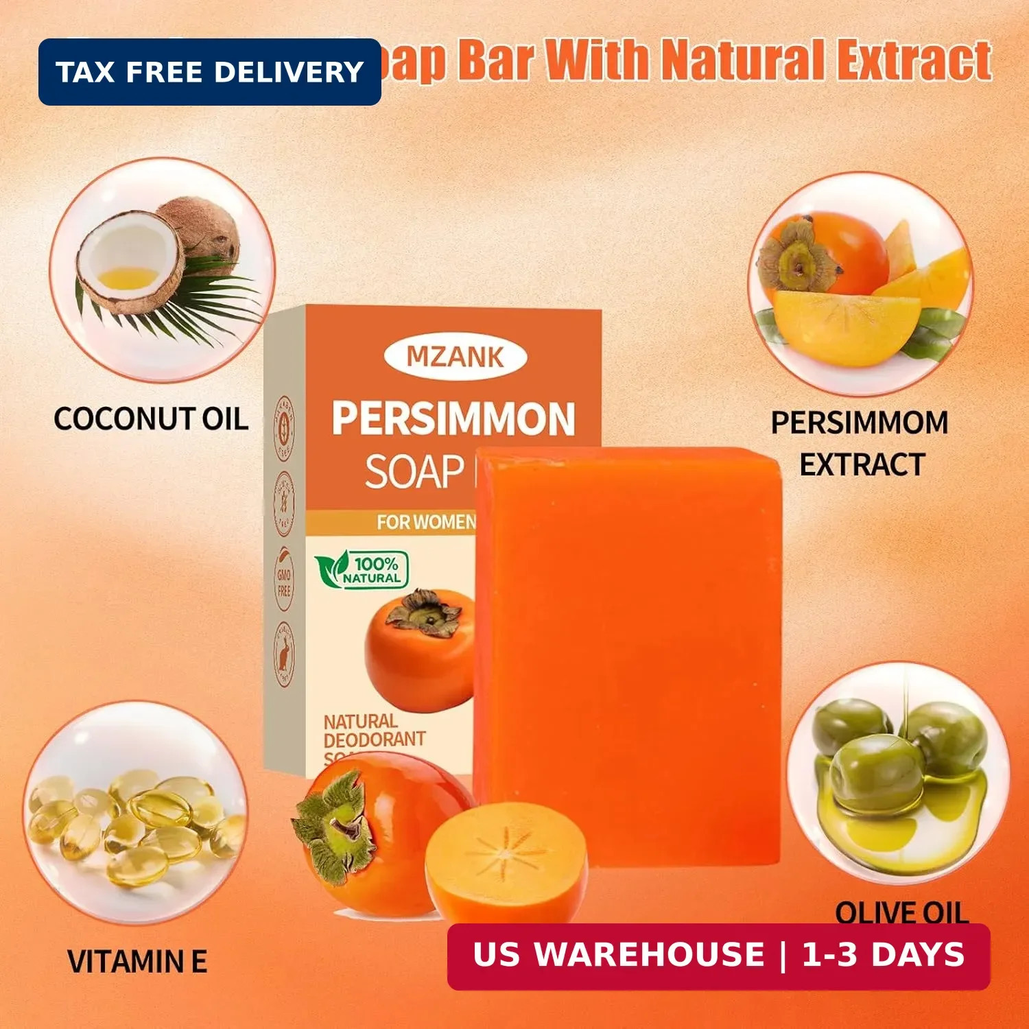 3 PACK Persimmon Soap Bar for Old 0.76 Ounce (Pack of 3),
