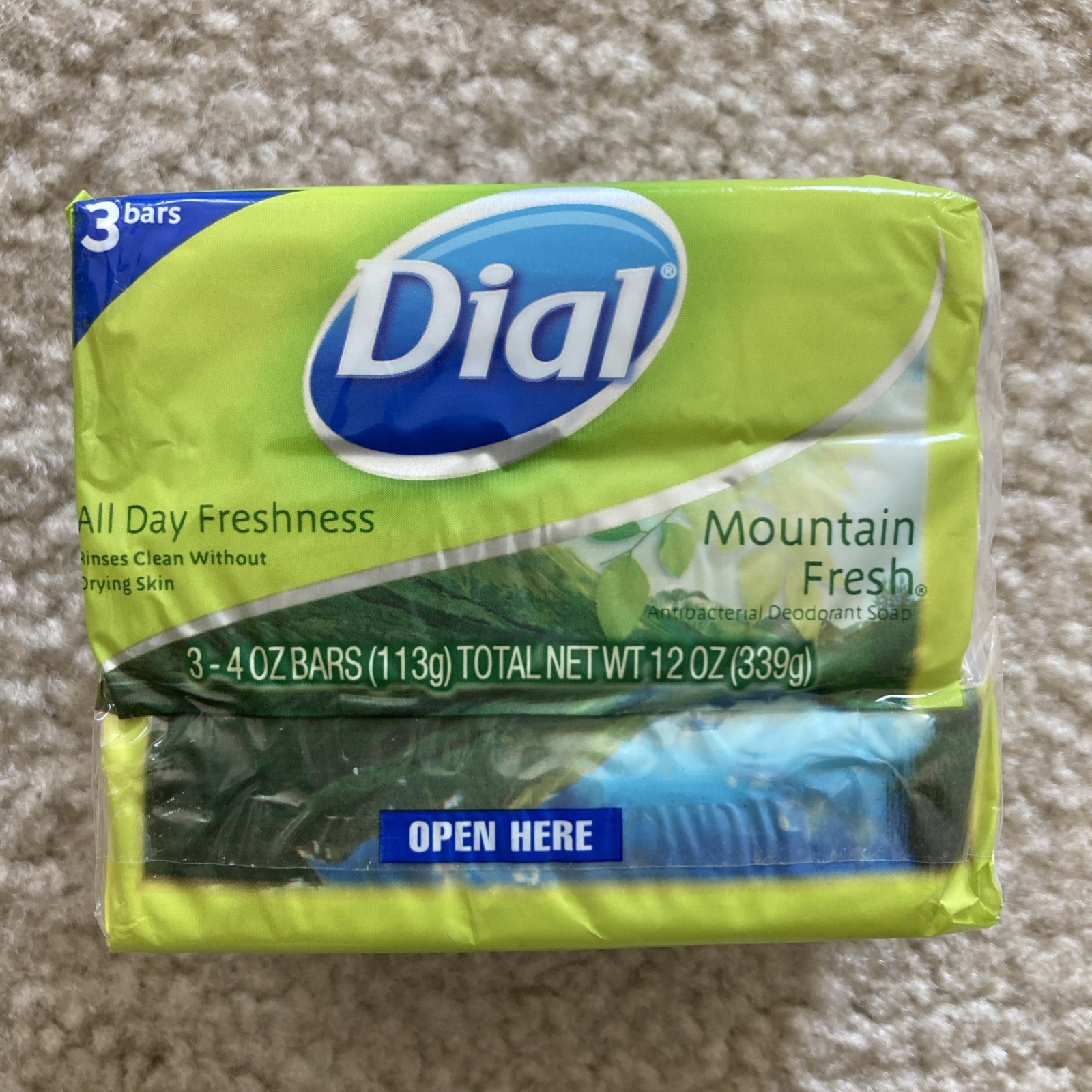 Dial Mountain Fresh Antibacterial Soap Bars 3 x 4 oz – 2012 Original Formula