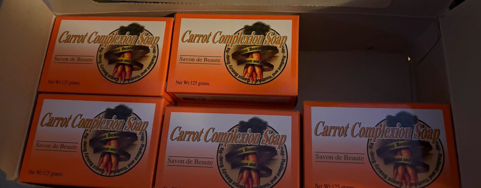 Lot Of 5 – NEW Carrot Complexion Soap Beauty with Carrot Oil Bar 125g Each