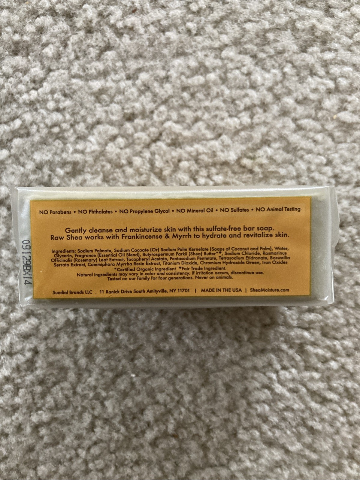 Shea Moisture Raw Butter Bar Soap w/ Frankincense & Myrrh Extracts 8 oz