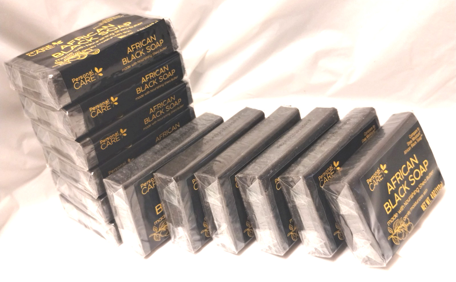 Lot of (12) Personal Care African Black Soap with Shea Butter Moisturizure