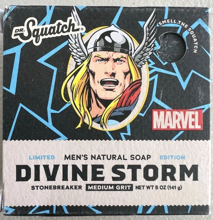 (2)Dr. Squatch Men’s Natural Soap Bar, Limited Ed, Divine Storm, MARVEL THOR 5oz