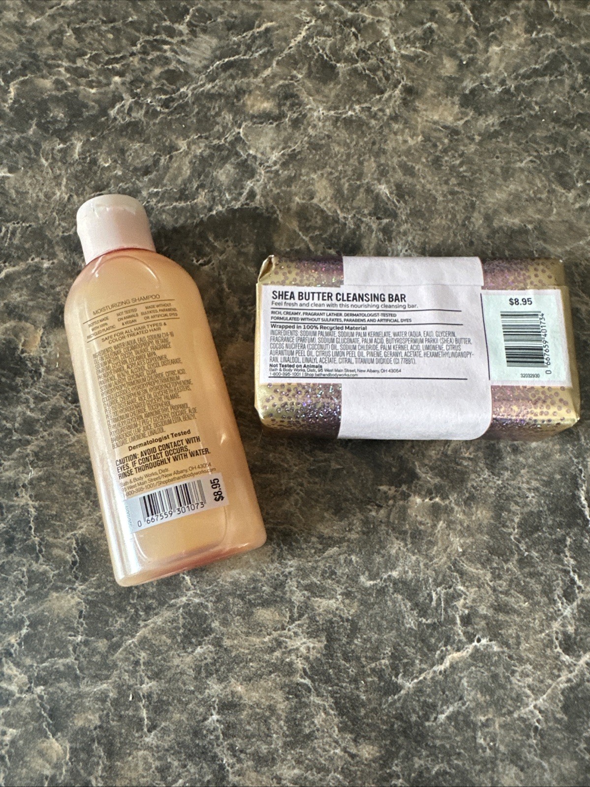 BATH & BODY WORKS SHEA BUTTER CLEANSING BAR AND Shampoo 3 Oz CHAMPAGNE TOAST