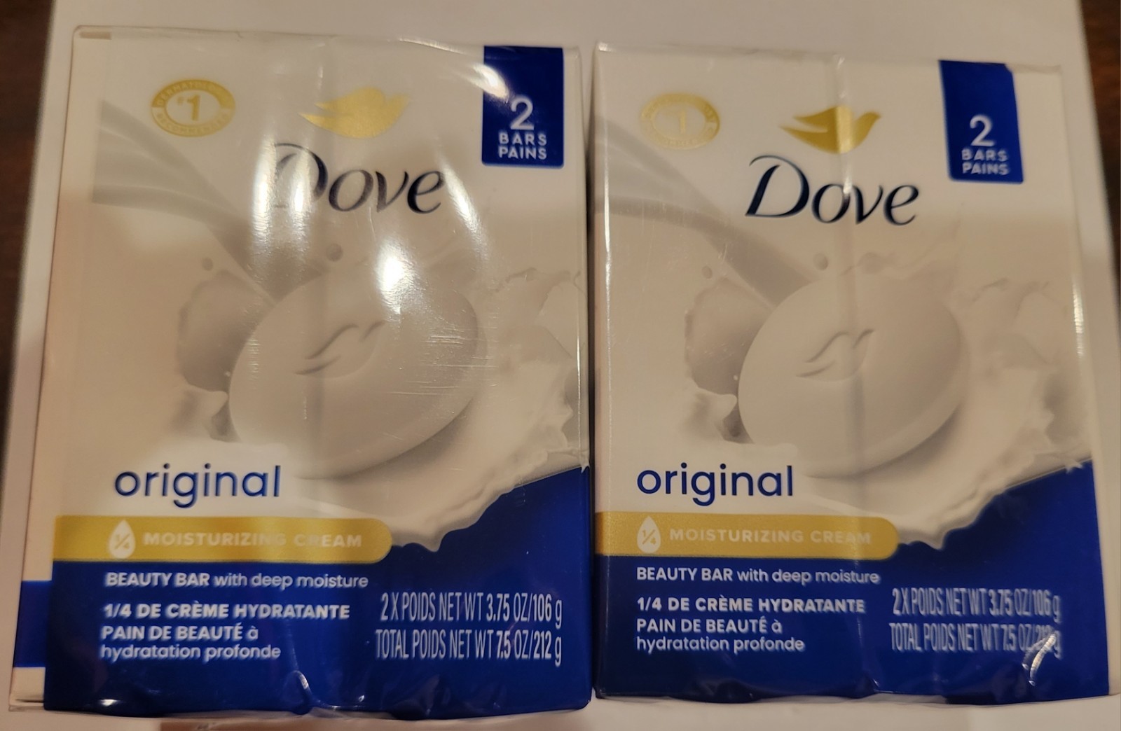 2 Ct Dove Original Beauty Bar Soap 3.75 oz Each. Total 4 .*BRAND NEW*
