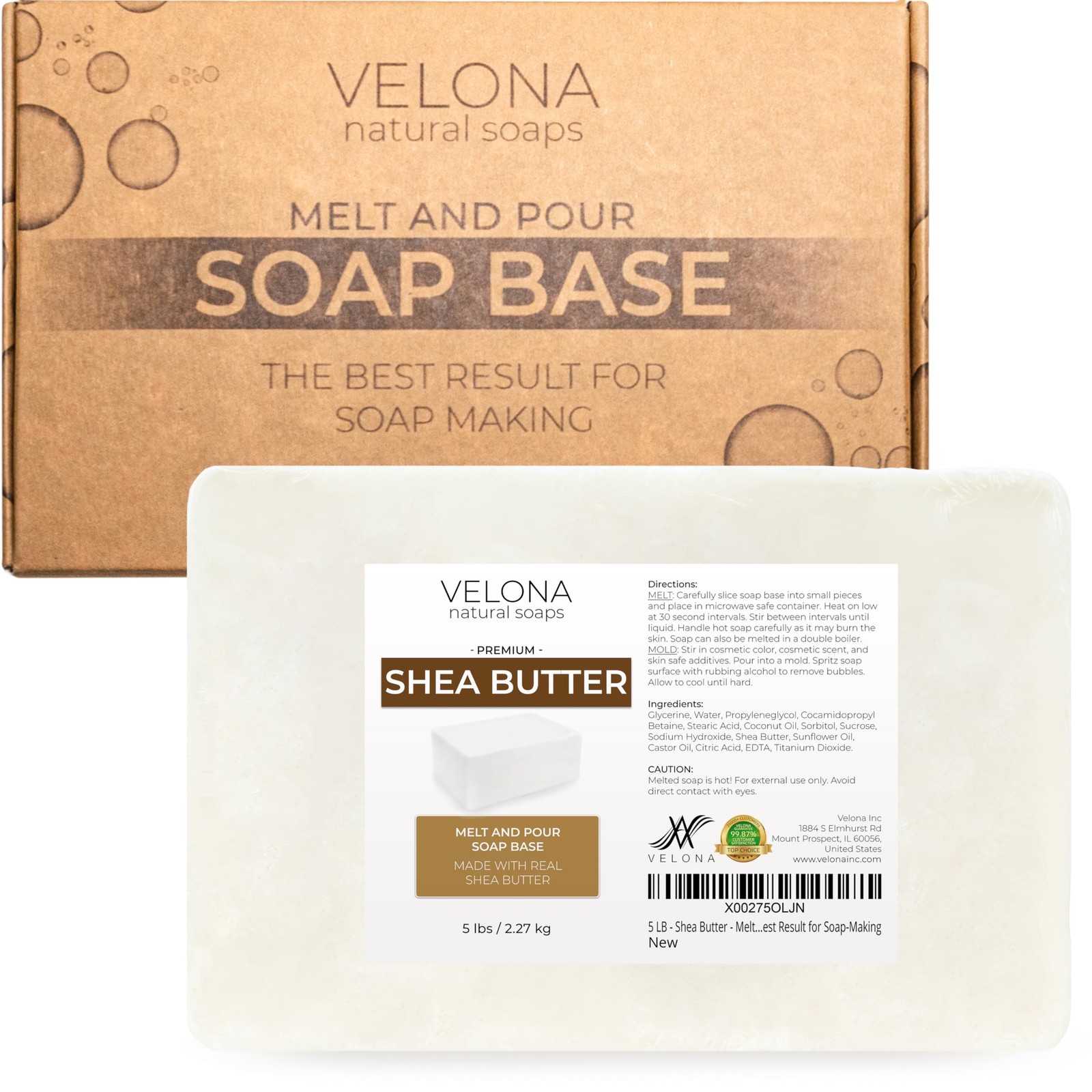 velona 5 LB – Shea Butter – Melt and Pour Soap 80 Ounce (Pack of 1), White