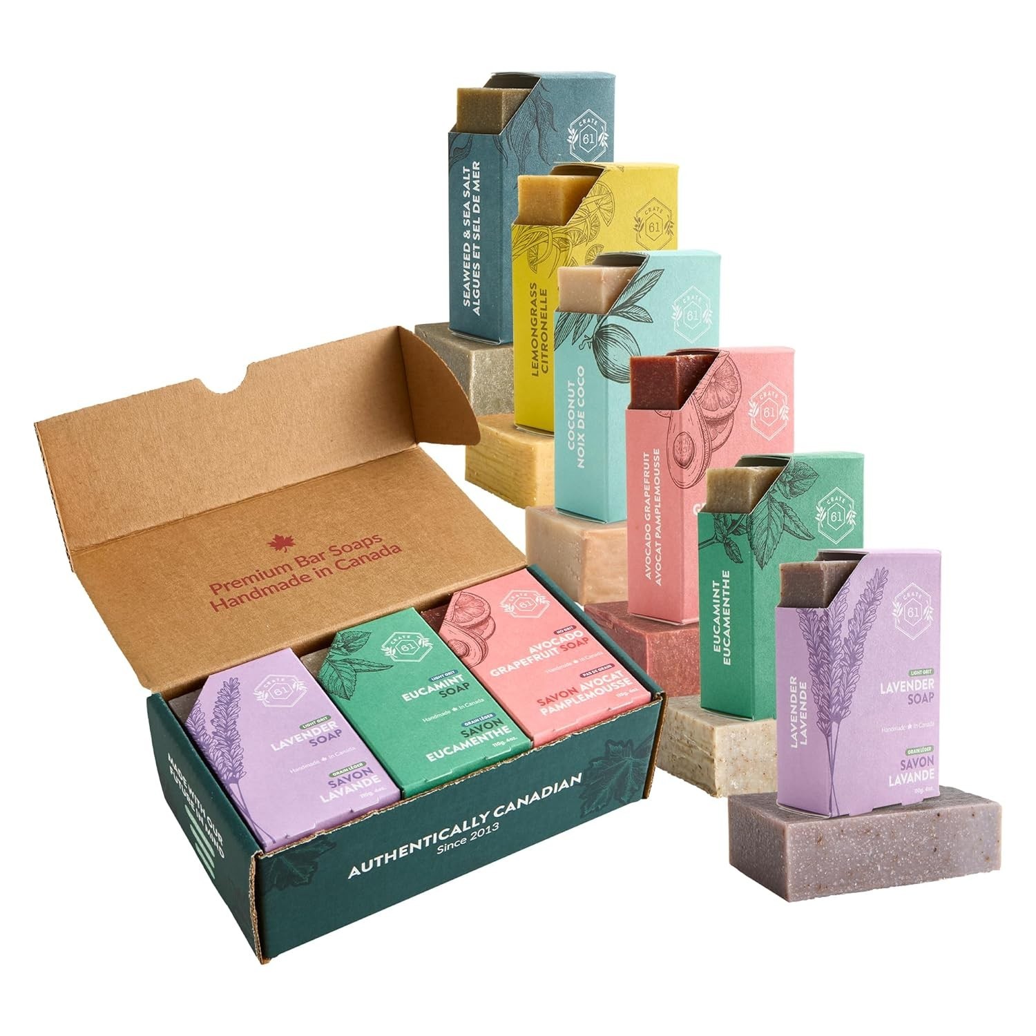 Crate 61 Cold Process Soap – 6 Multicolor Bars for Moisturizing Skin
