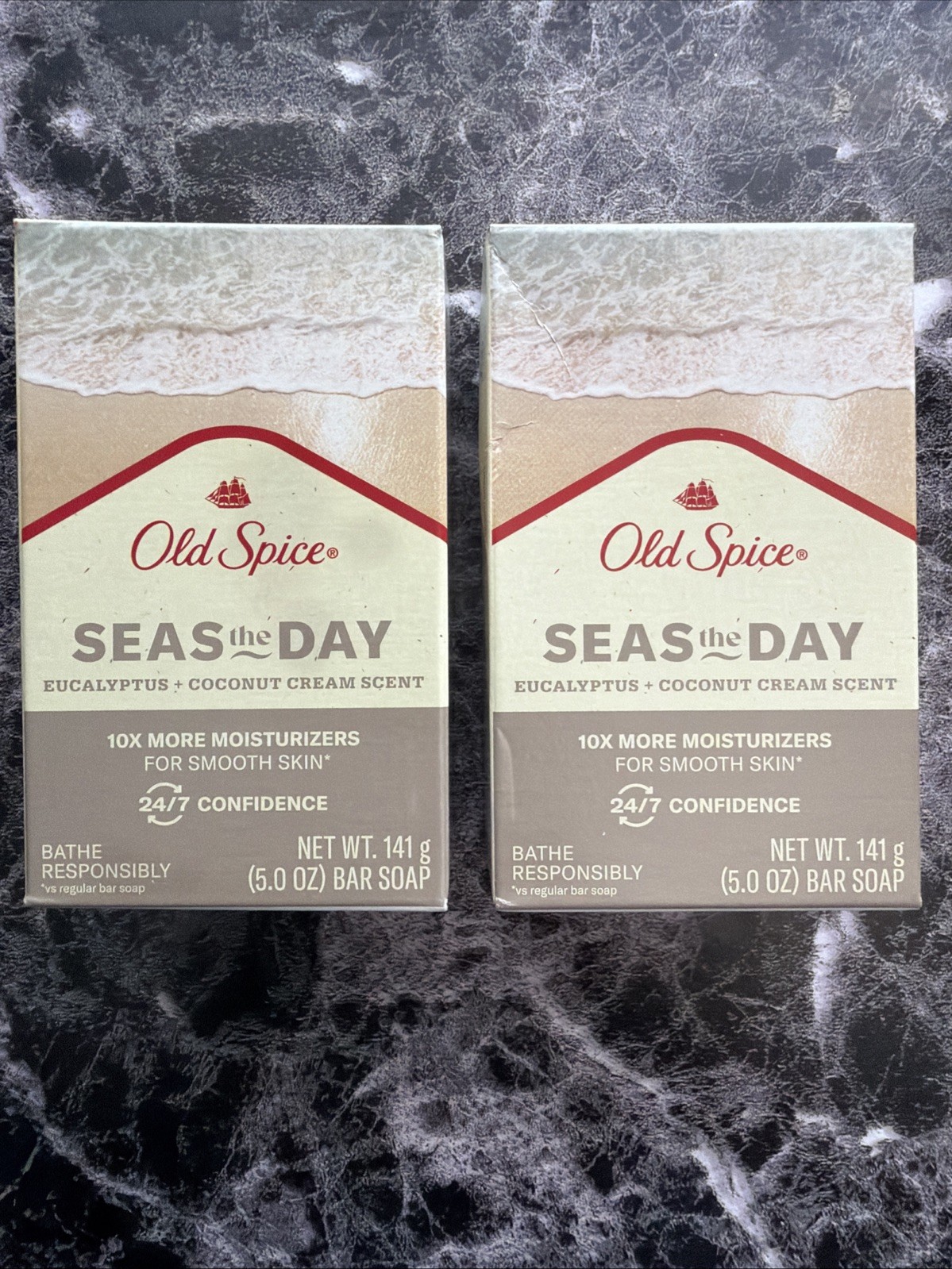 2 Old Spice Bar Soap Seas The Day Eucalyptus + Coconut Cream Scent Bar Soap