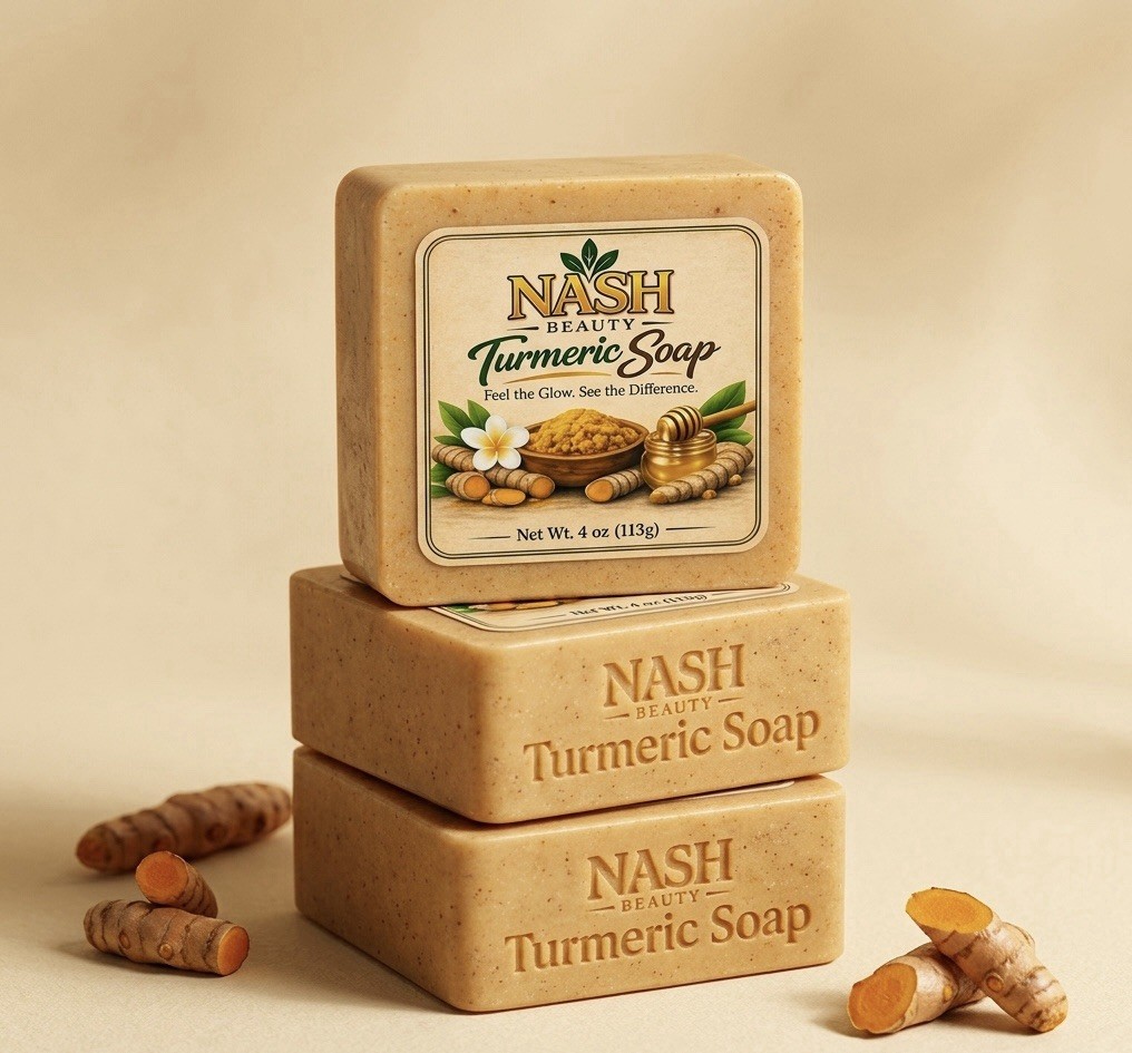NASH Beauty Turmeric Soap Bar 4oz Handmade Glow Soap for Face & Body