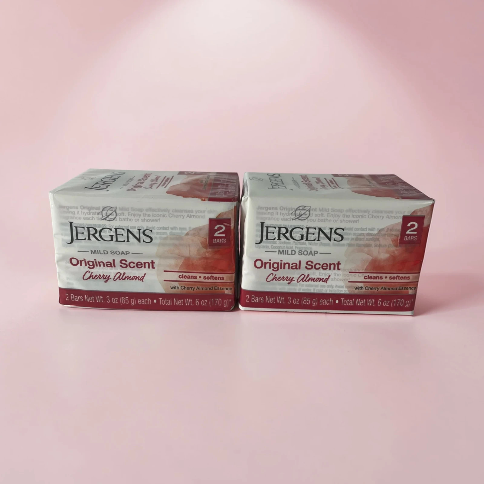 Jergens Mild Soap Cherry Almond Original Scent Bar, 4 Pack, Gentle Cleansing Bat
