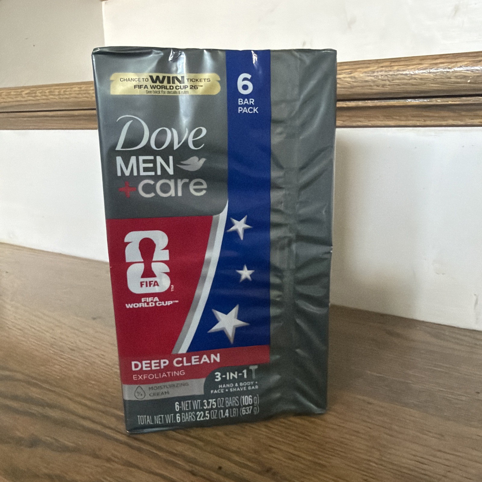 Dove Men+Care Deep Clean Exfoliating Bar Soap 6 Pack 3-in-1 Body Face Shave New