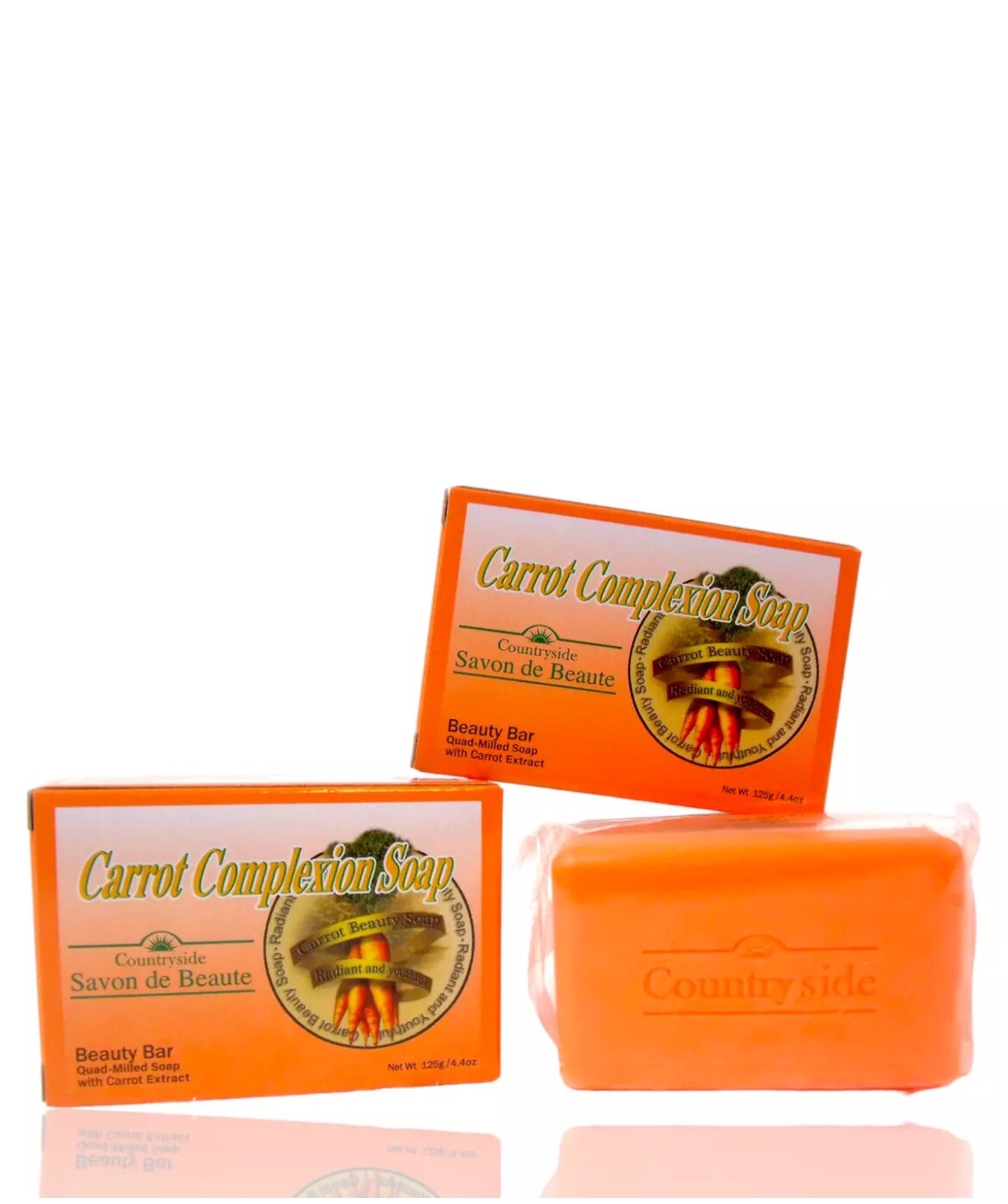 2-Pack “Carrot Complexion Soap Bars” Skin Tone Improvement w/ Carrot Oil, 125g