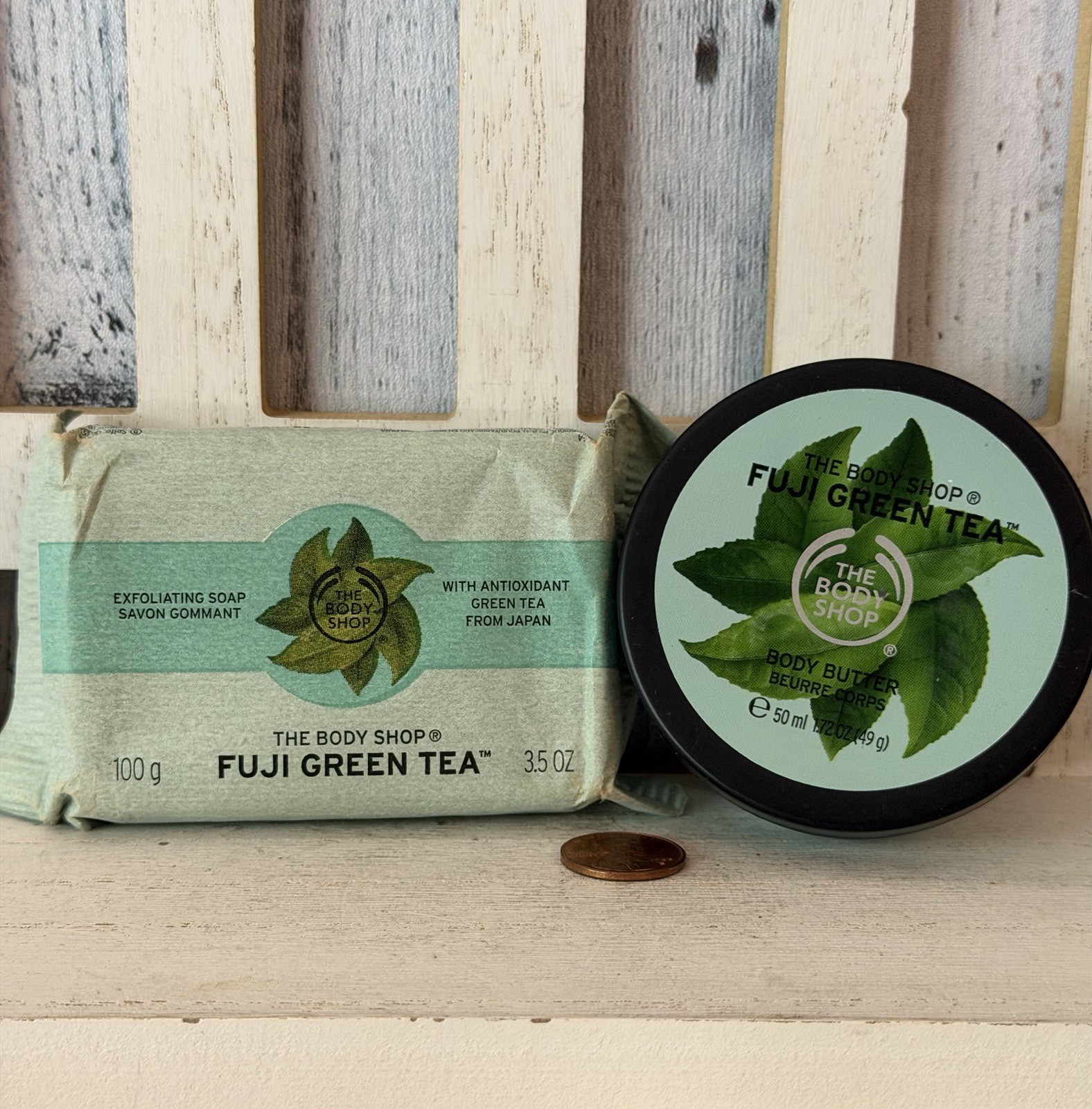 The Body Shop Bar Soap Fuji Green Tea Exfoliating + Body Butter Discontinued HTF