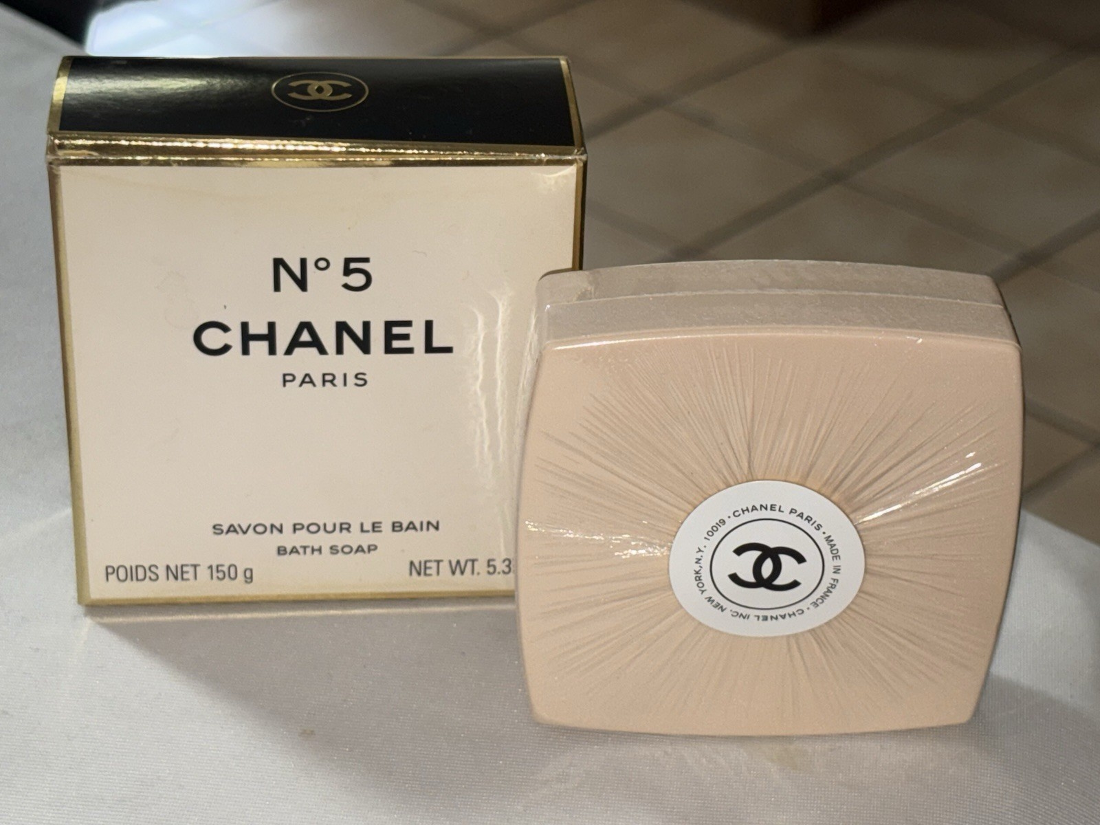 Vintage CHANEL No. 5 Perfumed Bath Square Bar Soap 5.3 oz Sealed Bar New