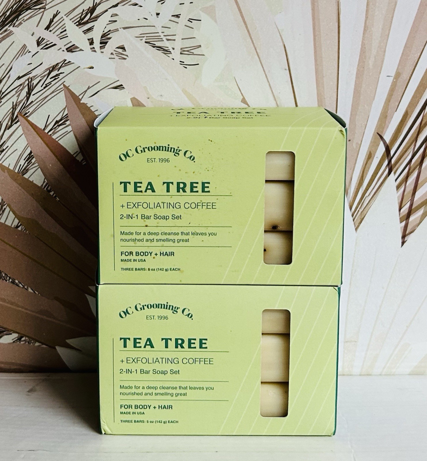 2-Pack OC Grooming Co. ~ Tea Tree Exfoliating Bar Soap 2-in-1 For Hair & Body
