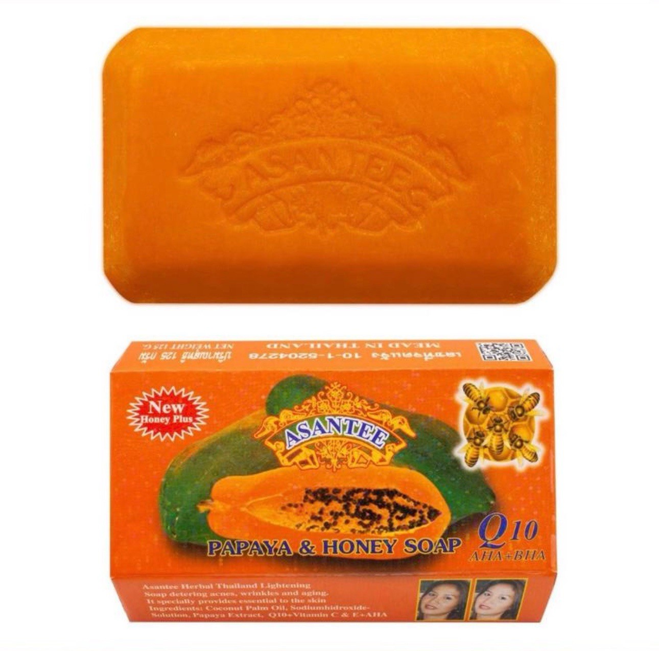 125g Asantee Thai Herbal Papaya Honey Soap with Q10, AHA, BHA (1pc)