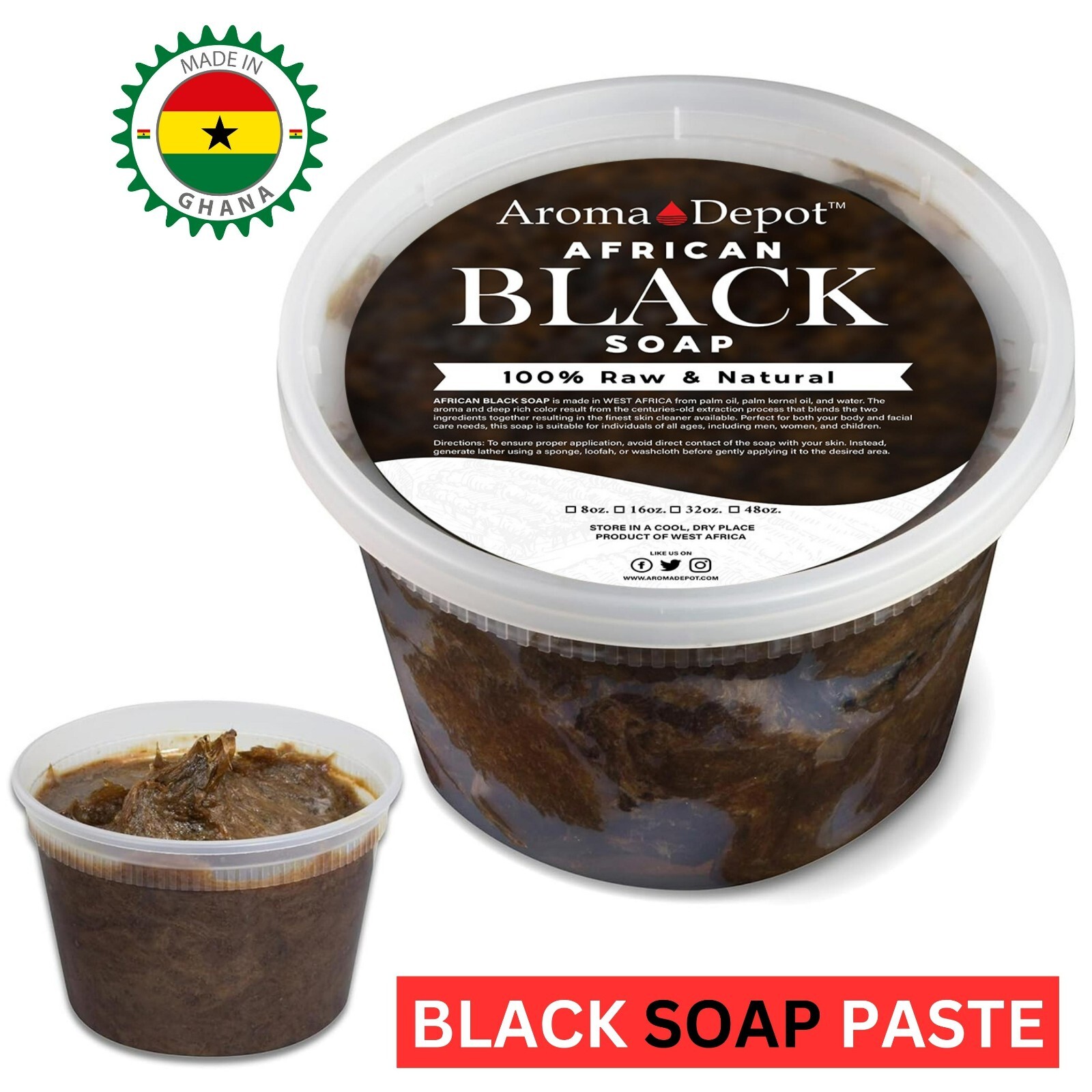 Black Soap 1 lb. Natural Black Soap PASTE Body & Face Wash For Acne Dark Spot