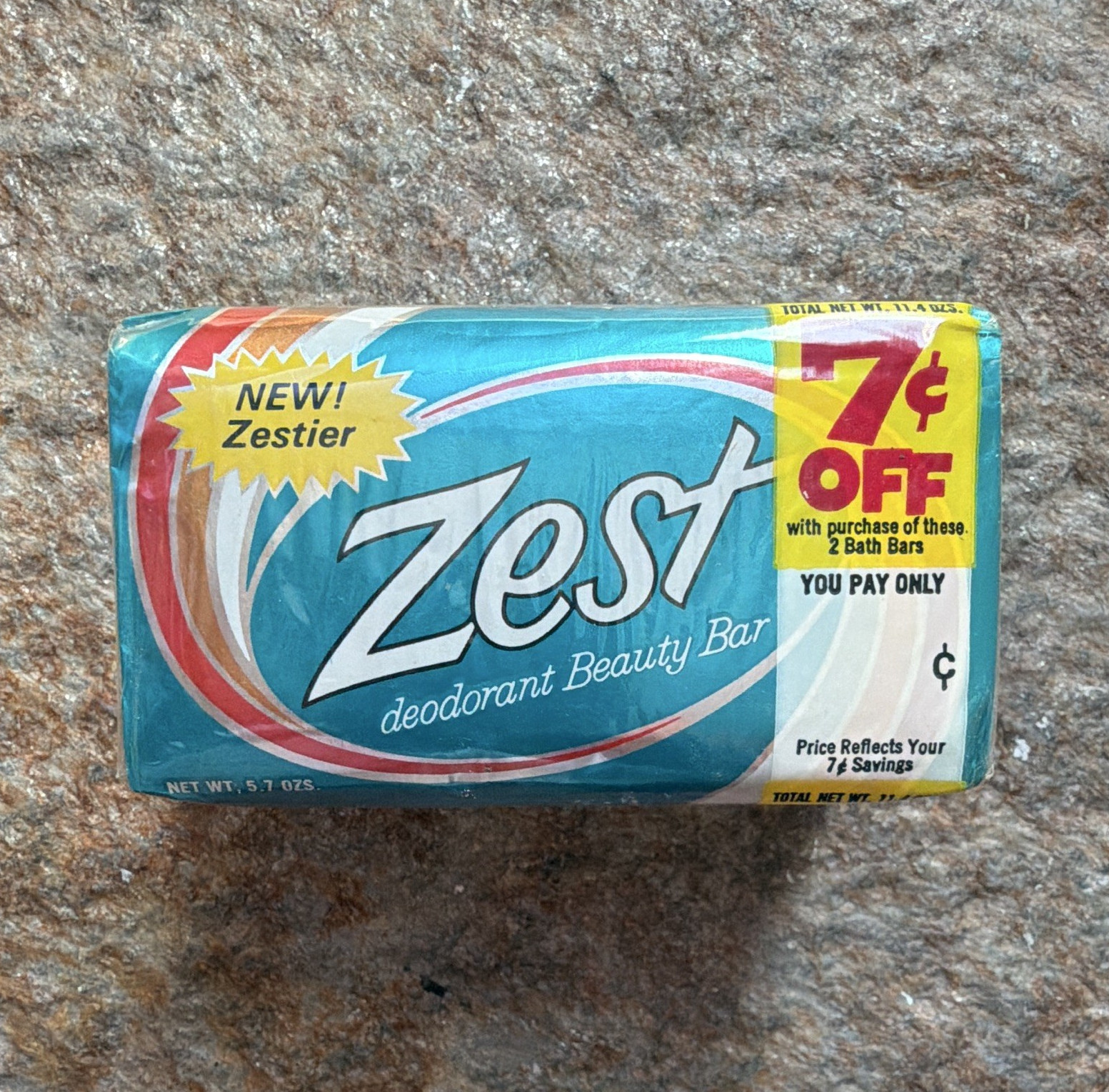 Vintage Zest Deodorant Beauty Bar Bath Size Soap, 2 Bars 5.7 oz Each